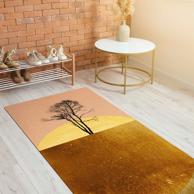 Tappeti effetto naturale Sole d'oro con albero