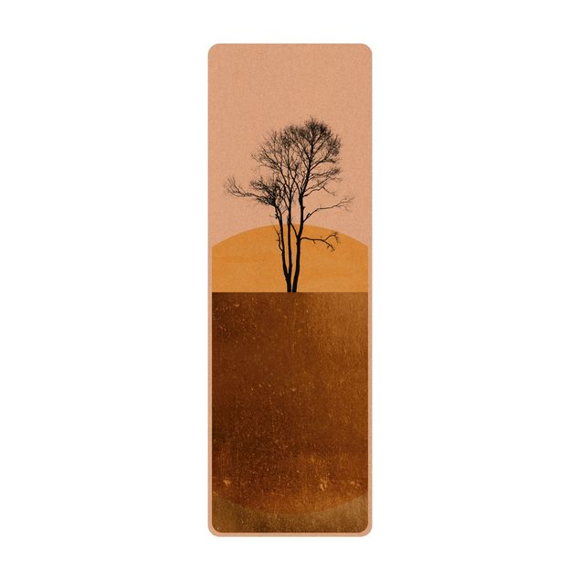 Tappetino yoga - Sole dorato con albero