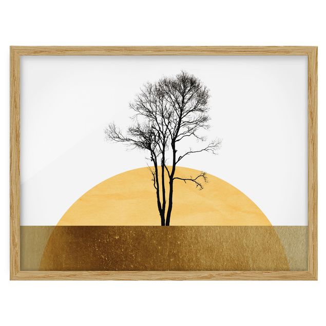 Poster con cornice - Sole dorato con albero