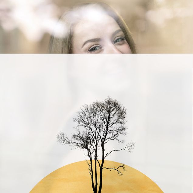 Decorazione per finestre - Sole dorato con albero