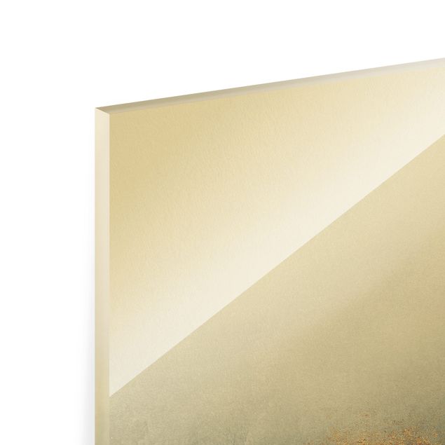 Quadro in vetro - Orizzonte dorato in acquerello - Formato verticale
