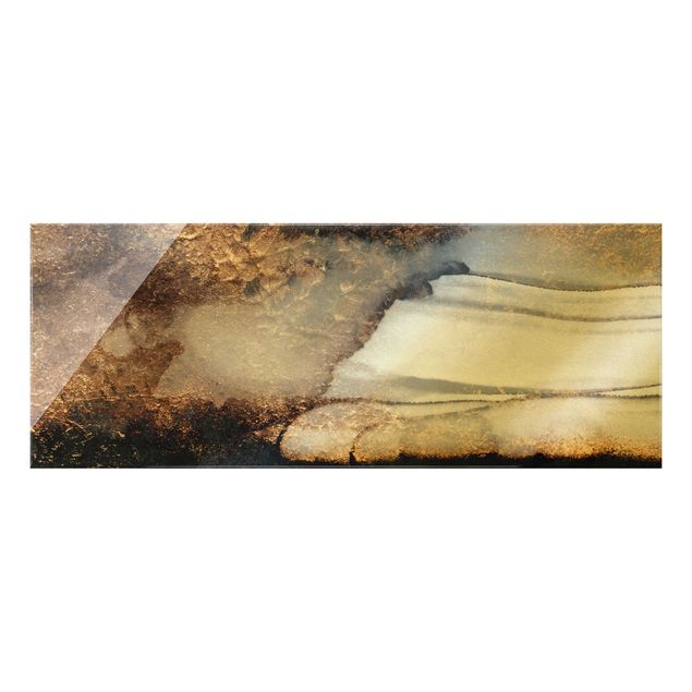 Quadro in vetro - Marmo d'oro pitturato - Panorama