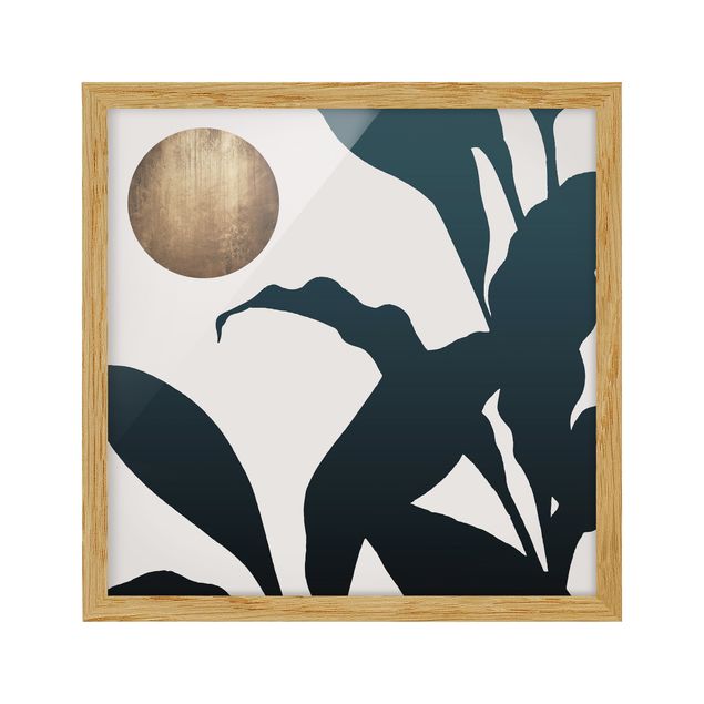 Poster con cornice - Luna dorata nella giungla