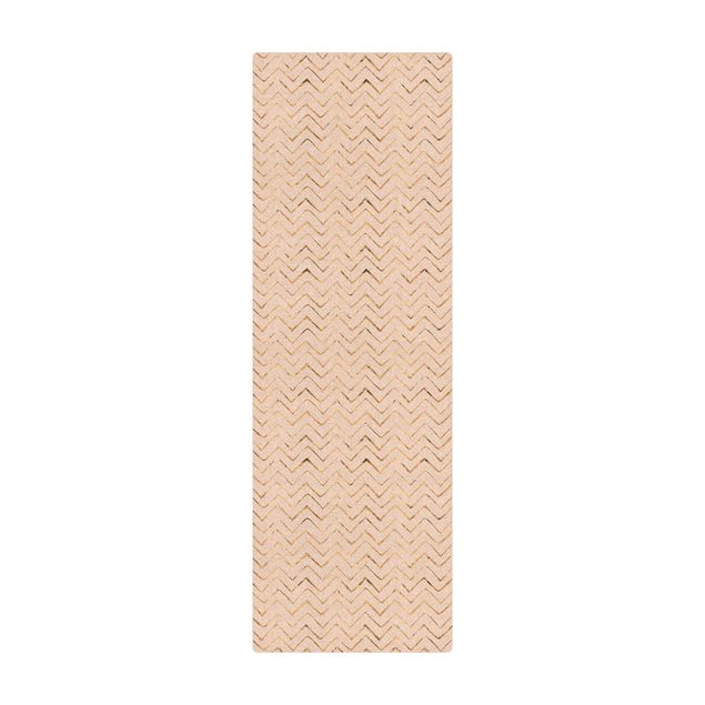 Tappetino di sughero - Zigzag dorato su beige chiaro - Formato verticale 1:2