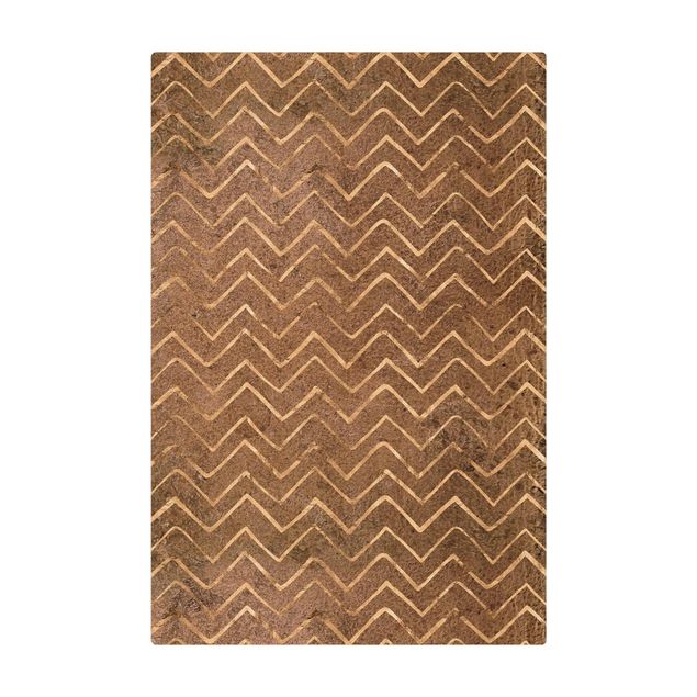 Tappetino di sughero - Zigzag dorato su effetto legno - Formato verticale 2:3