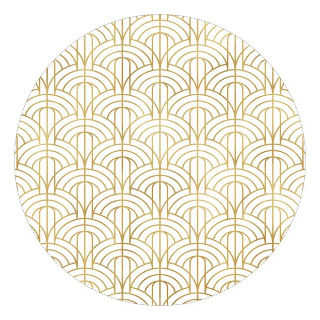 Carta da parati rotonda autoadesiva - art deco dorato pattern XXL