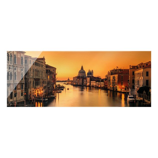 Quadro in vetro - Venezia dorata - Panorama
