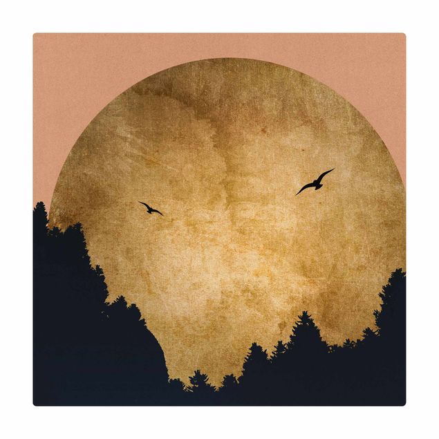 Tappetino di sughero - Luna dorata nella foresta - Quadrato 1:1