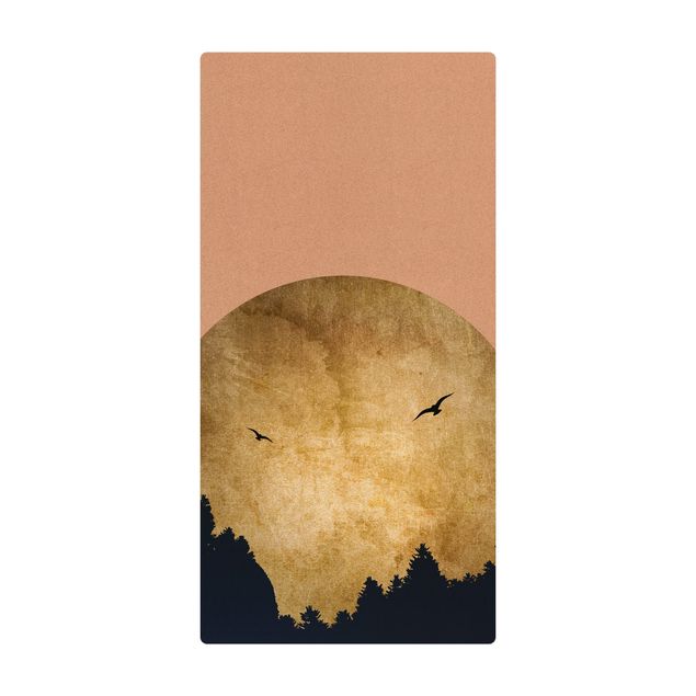 Tappetino di sughero - Luna dorata nella foresta - Formato verticale 1:2