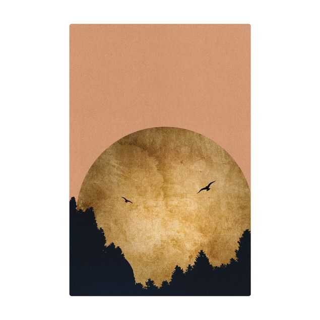 Tappetino di sughero - Luna dorata nella foresta - Formato verticale 2:3