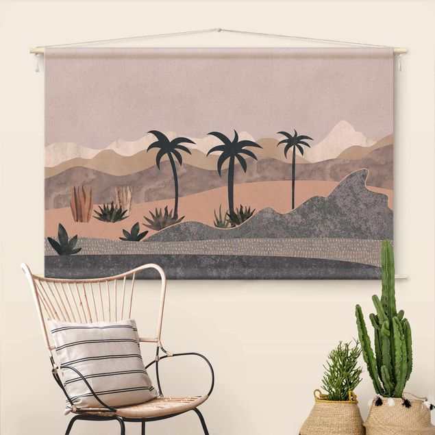Arazzi da parete xxl Paesaggio grafico con palme