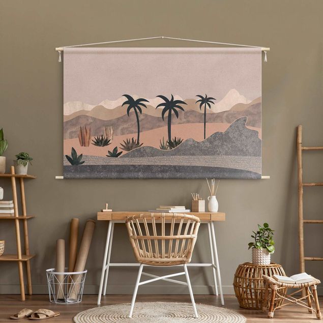 Arazzi da parete grande Paesaggio grafico con palme