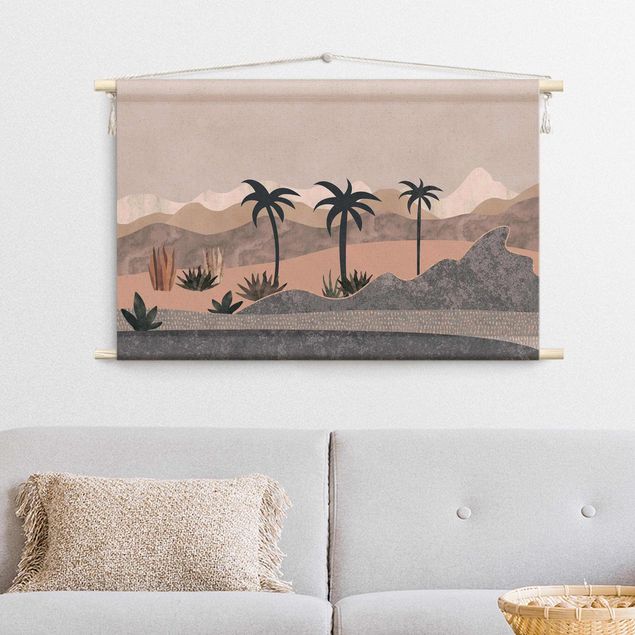 Arazzi da parete natura Paesaggio grafico con palme