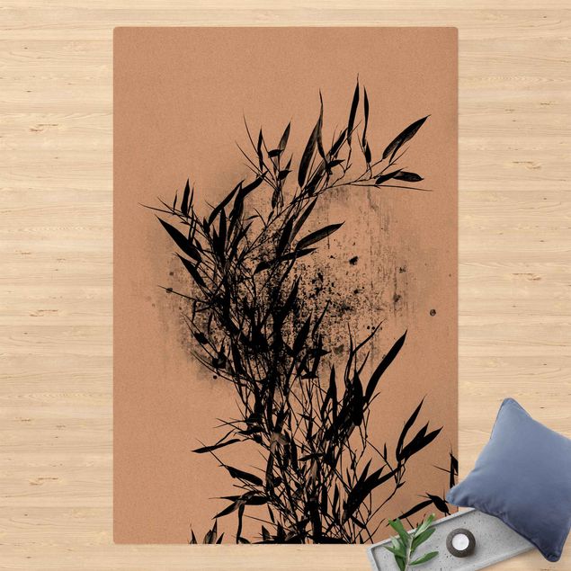 Tappeto bamboo bagno Mondo vegetale grafico - Bambù nero