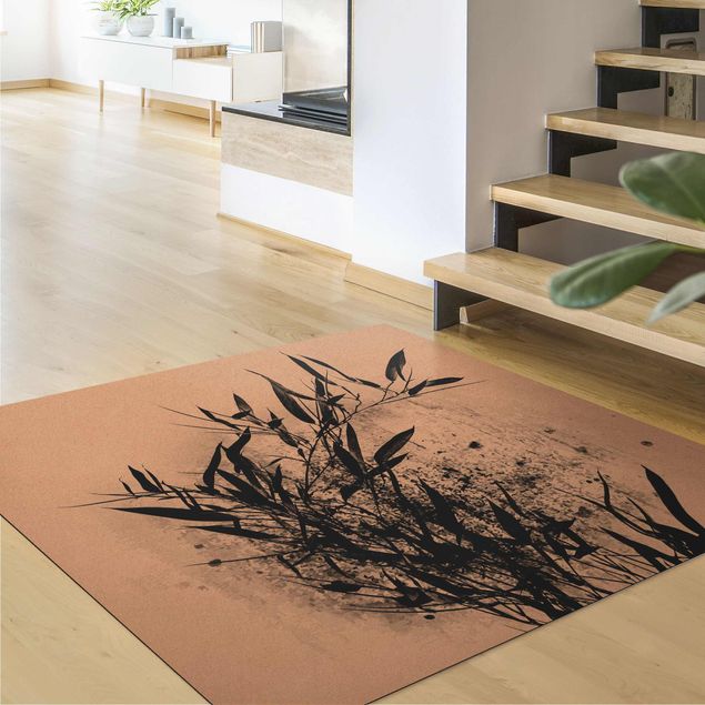 Tappeti floreali Mondo vegetale grafico - Bambù nero
