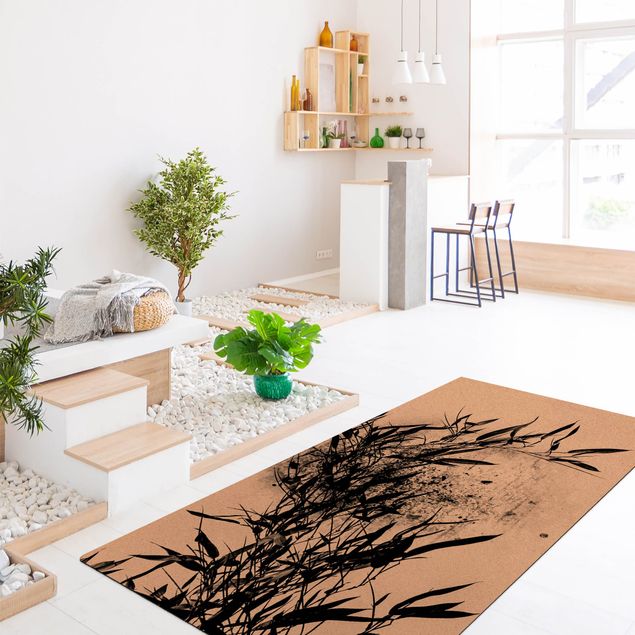 Tappeti floreali moderni Mondo vegetale grafico - Bambù nero