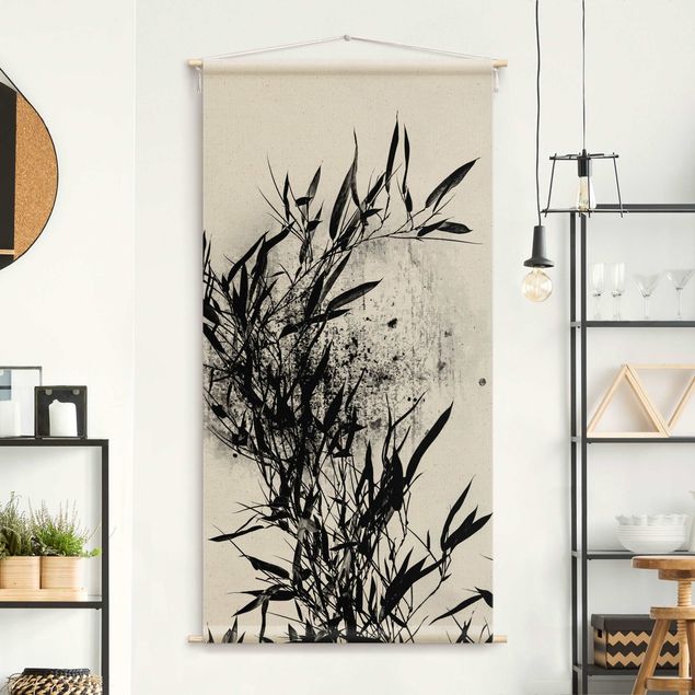Arazzi da parete moderno Mondo vegetale grafico - Bambú nero
