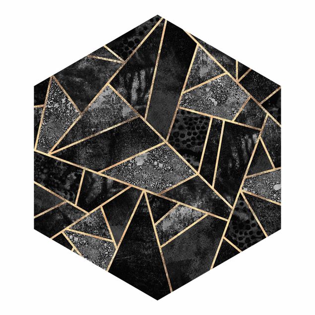 Carta da parati esagonale adesiva con disegni - Triangolo dorato grigio