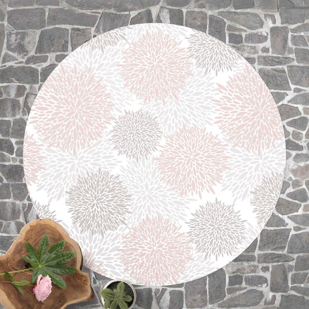 Tappeto per terrazzo esterno Soffione disegnato grande in rosa chiaro