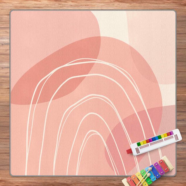 Tappeti grandi Grandi forme circolari in arcobaleno - rosa