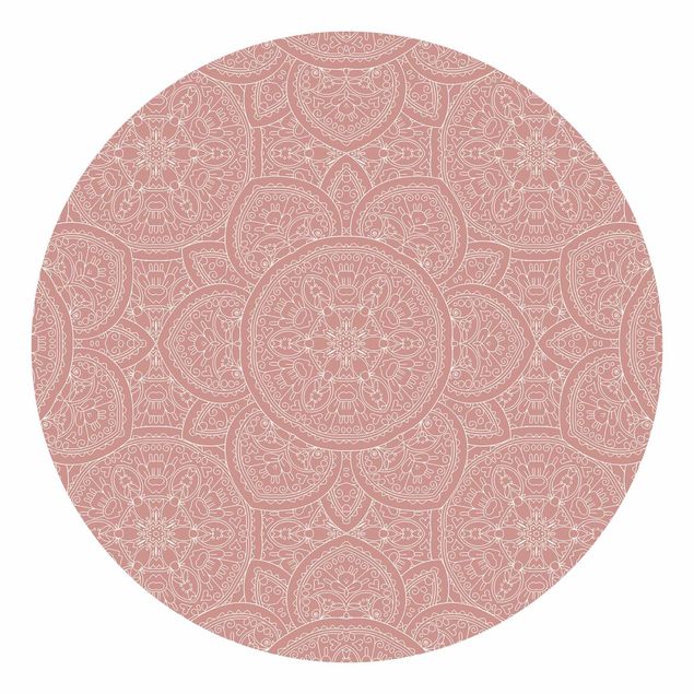 Carta da parati ornamentale soggiorno Grande disegno mandala in rosa antico