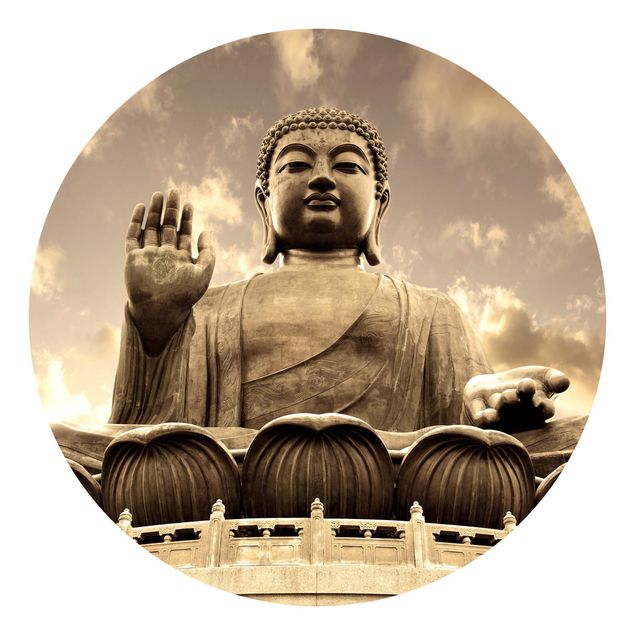 Carta da parati rotonda autoadesiva - Big Buddha Seppia