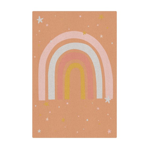 Tappetino di sughero - Grande arcobaleno con stelle e puntini - Formato verticale 2:3