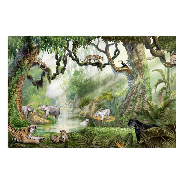 Lavagna magnetica - Grandi felini nell'oasi della giungla