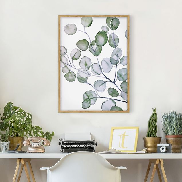 Poster con cornice - Ramo di eucalipto in acquerello verde