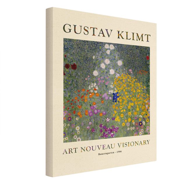 Quadro su tela naturale - Gustav Klimt - Giardino fiorito - Edizione museo - Formato verticale 3:4