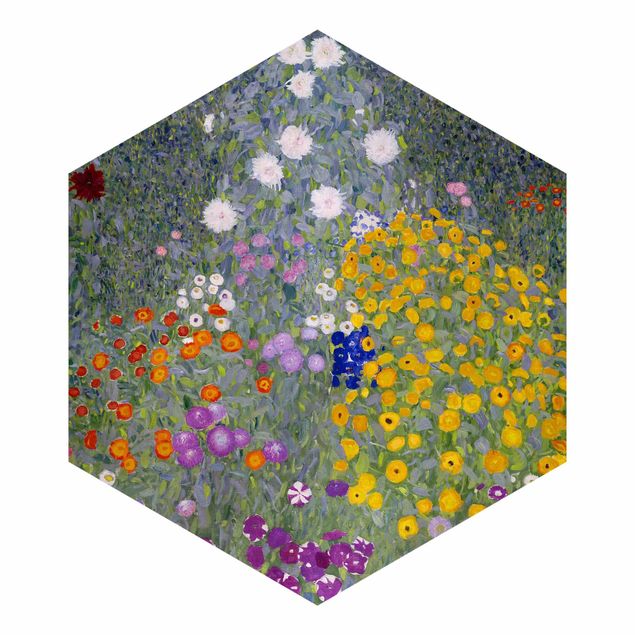 Carta da parati esagonale adesiva con disegni - Gustav Klimt - Giardino fiorito