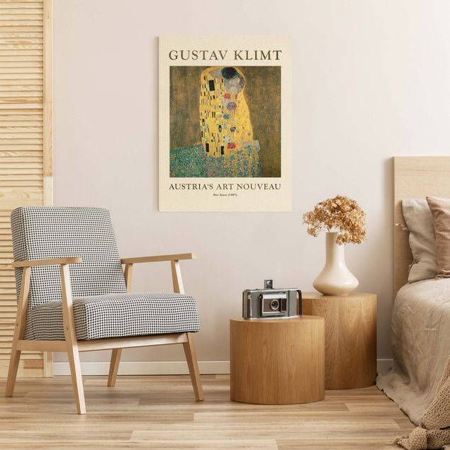 Quadro su tela naturale - Gustav Klimt - Il bacio - Edizione museo - Formato verticale 3:4