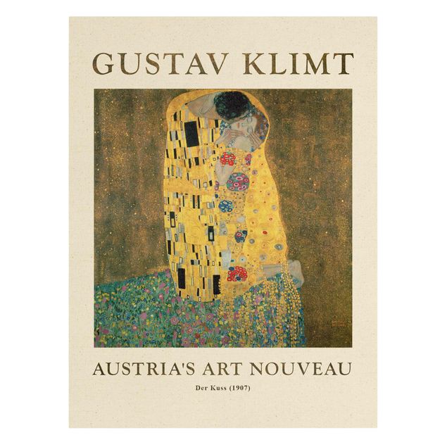 Quadro su tela naturale - Gustav Klimt - Il bacio - Edizione museo - Formato verticale 3:4