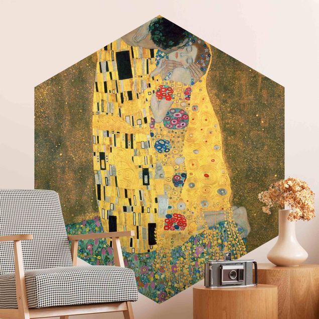 Carta da parati esagonale Gustav Klimt - Il bacio