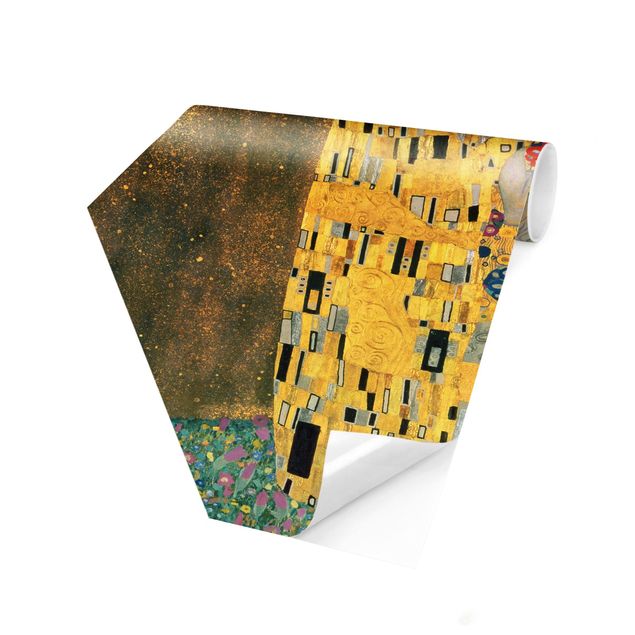 Carta da parati esagonale adesiva con disegni - Gustav Klimt - Il bacio