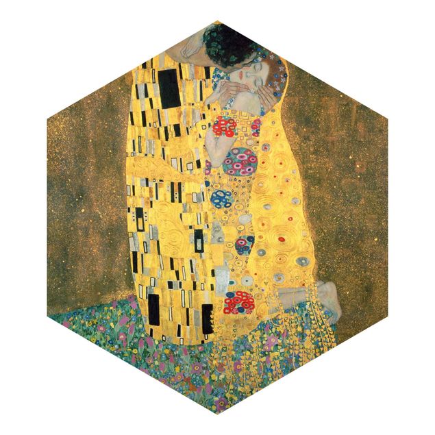 Carta da parati esagonale adesiva con disegni - Gustav Klimt - Il bacio
