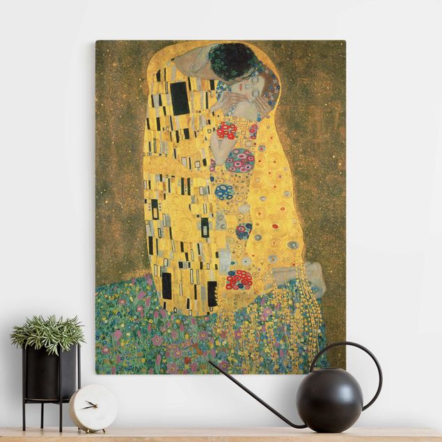 Stampe su tela oro Gustav Klimt - Il bacio