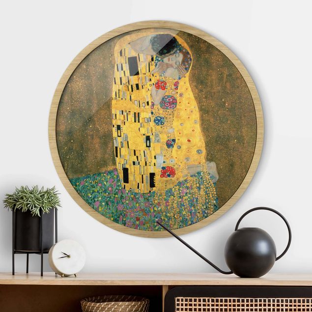 Poster con cornice rotonda Gustav Klimt - Il bacio