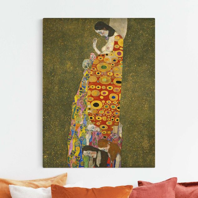 Stampa su tela oro Gustav Klimt - La speranza II