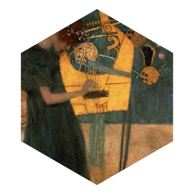 Carta da parati esagonale adesiva con disegni - Gustav Klimt - La musica