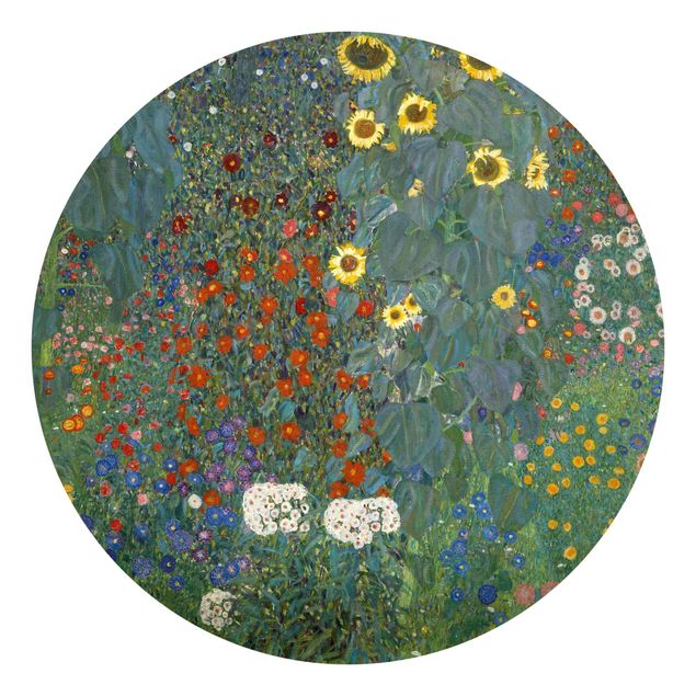 Carta da parati rotonda autoadesiva - Gustav Klimt - Giardino Girasoli