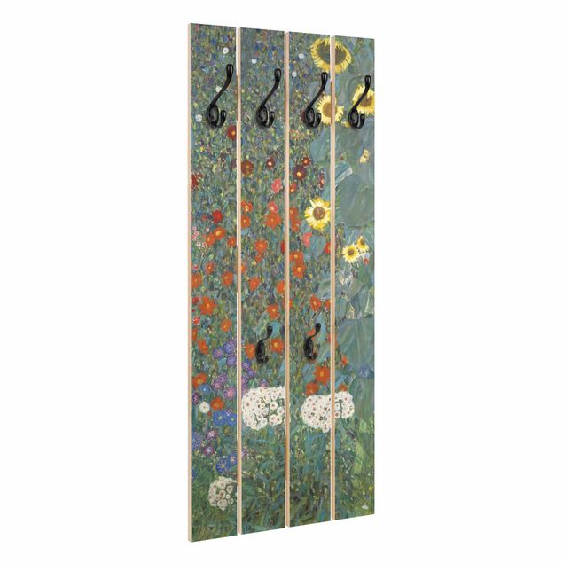 Appendiabiti in legno - Gustav Klimt - Giardino di campagna con girasoli