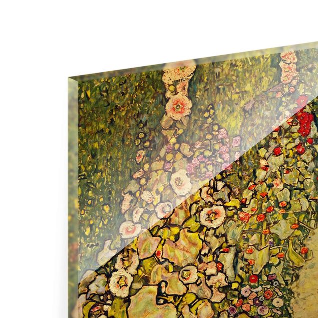 Quadro su vetro - Gustav Klimt - Modo Giardino con Polli - Art Nouveau - Quadrato 1:1