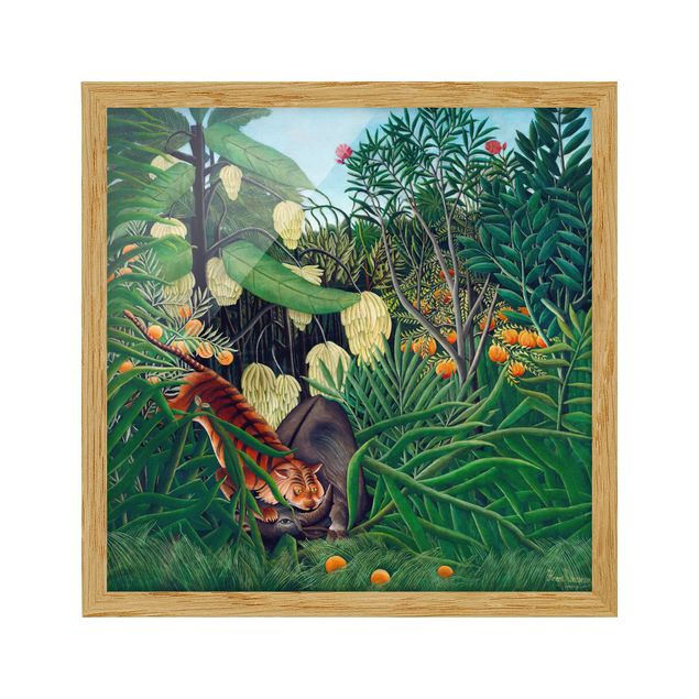 Poster con cornice - Henri Rousseau - Scontro tra tigre e bufalo