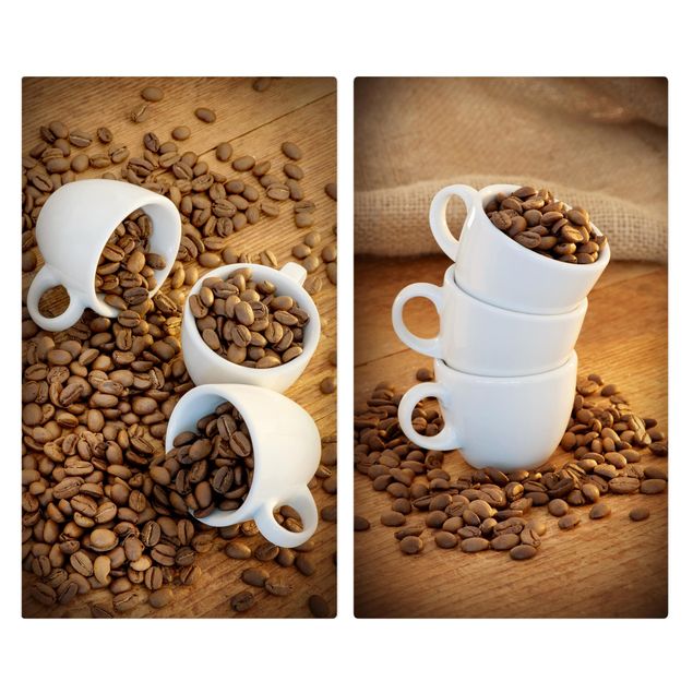 Coprifornelli in vetro - 3 Espresso Cups With Coffee Beans