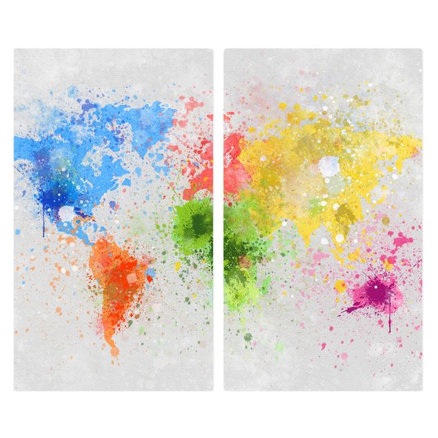 Coprifornelli in vetro - Colorful Splashes World Map