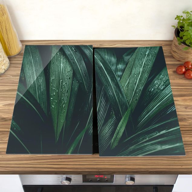 Coprifornelli in vetro - Green Palm Leaves