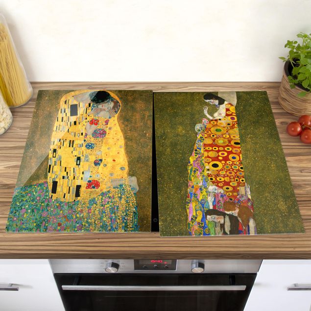 Coprifornelli in vetro - Gustav Klimt - Kiss And Hope - 52x80cm