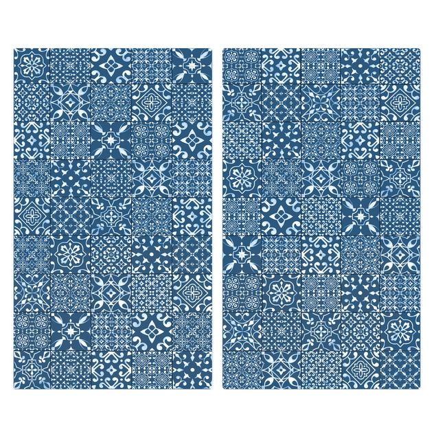 Coprifornelli in vetro - Pattern Tiles Navy White