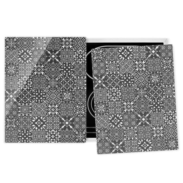 Coprifornelli in vetro - Pattern Tiles Dark Gray White